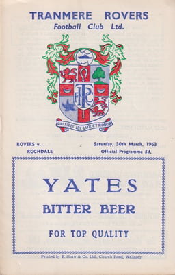 Tranmere Rovers v Rochdale Match Programme 1963-03-30